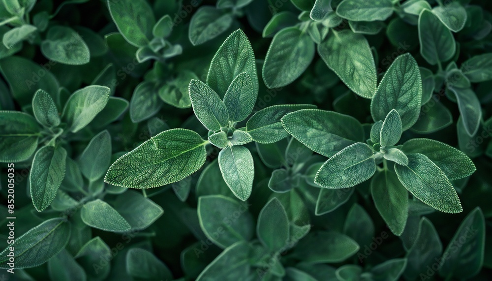 Overhead perspective of a fresh sage plant Overhead perspective of a fresh sage plant