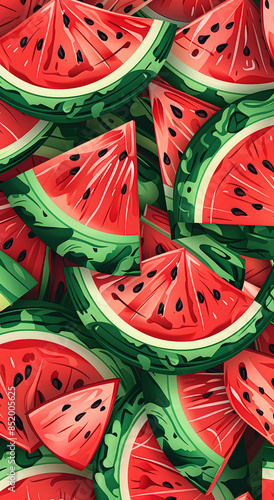 A background of fresh watermelon slices.