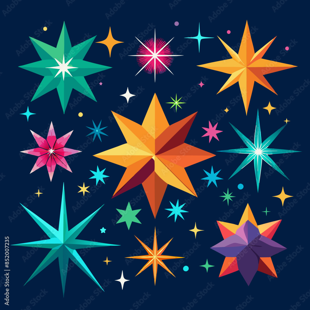Vector flat sparkling star collection Vector flat sparkling star collection