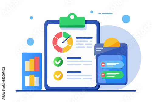 Report credit score banking borrowing application risk form modern flat design simple vector illustration isolated transparent background;
