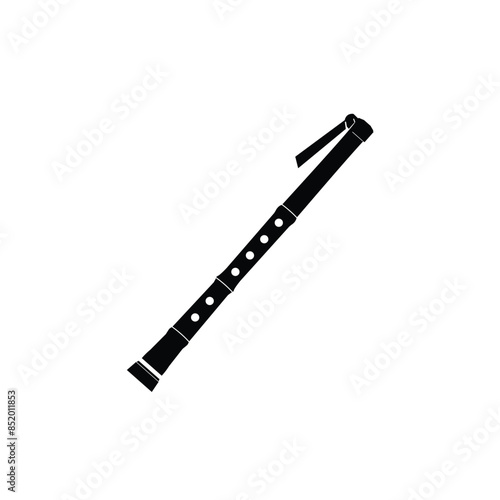 Traditional musical instrument logo illustration, seruling silhouette suitable for music stores and communities