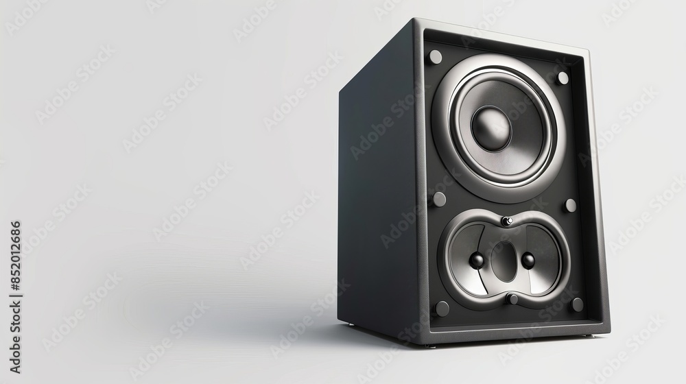 High fidelity speaker on white background, realistic design for audio enthusiasts