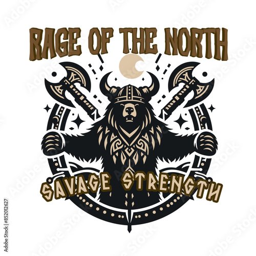 Modern Viking Bear Mascot Vector for T-Shirt Prints and Badge Emblems