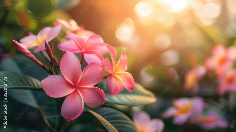 Flowers of Frangipani Growing in a Garden Flowers of Frangipani Growing in a Garden