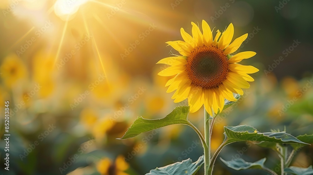 Fototapeta premium Sunflower thrives in sunlight and is a beautiful flower