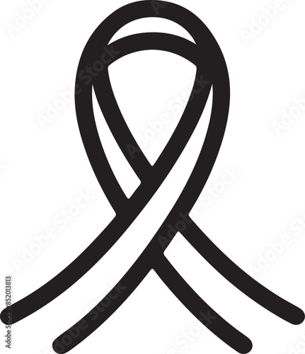 Minimal line logo of black ribbon