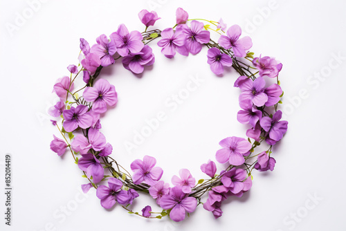 a wreath of purple flowers