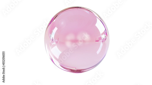 A glossy pink bubble with smooth reflections and a transparent surface. Isolated on transparent background
