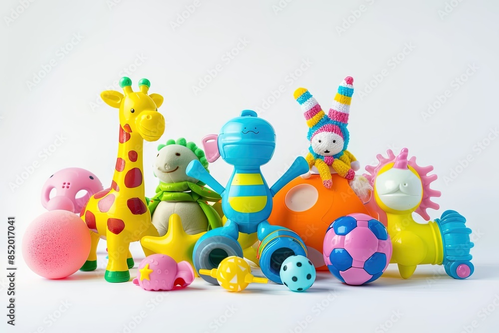 Obraz premium Colorful Baby Rattle Toy Isolated on White Background