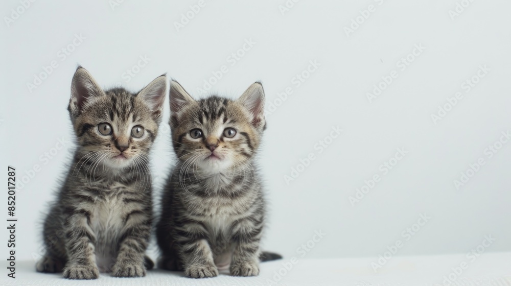 Obraz premium Cute young cats against a white backdrop