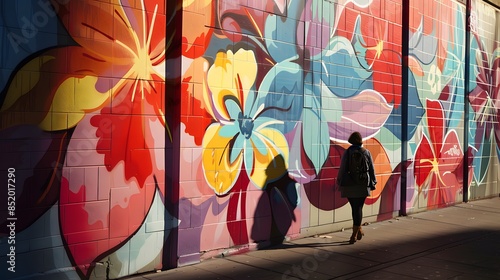 Amongst the shadows of skyscrapers, graffiti blossoms like defiant flowers, reclaiming space for expression. Each tag is a statement, each mural a testament to the resilience of creativity. photo