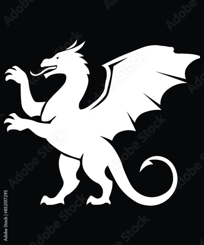 Принти на полотні Flying Dragon Silhouette