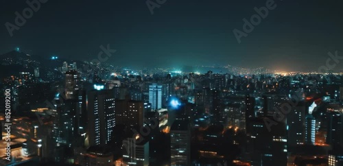 Wallpaper Mural Wide cityscape view at night Torontodigital.ca