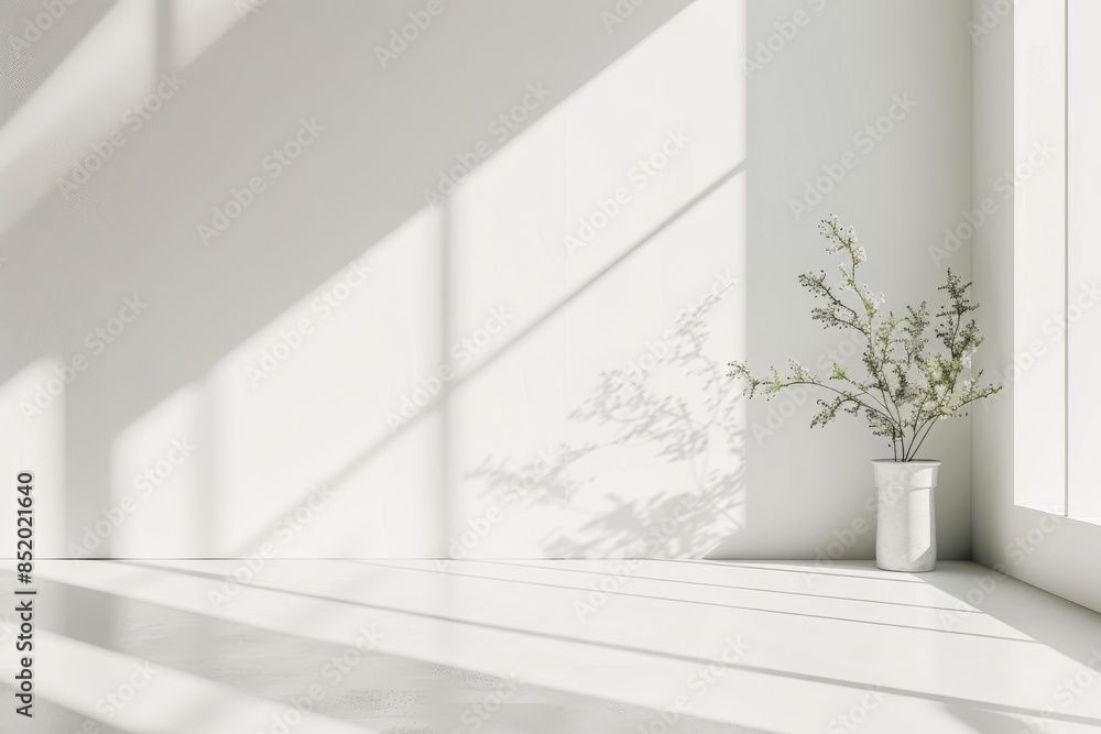 A Single Branch of Green Blooms Basking in Sunlight Through a Window A Single Branch of Green Blooms Basking in Sunlight Through a Window