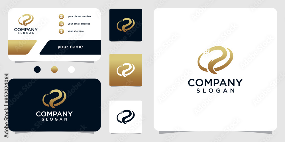 abstract, modern, simple letter p logo template with business card abstract, modern, simple letter p logo template with business card