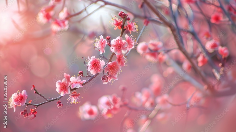 Blooming Plum Trees in Early Spring Blooming Plum Trees in Early Spring