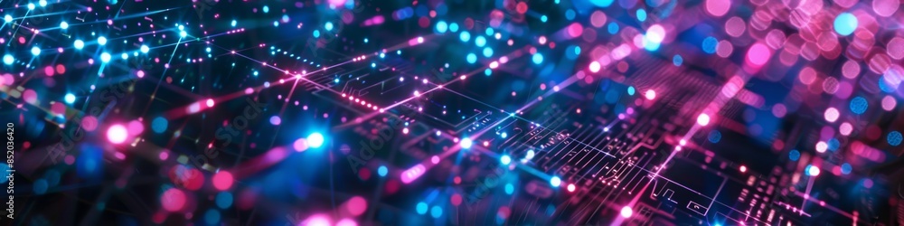 Broken grid pattern on a dark background, illuminated by scattered neon lights for a modern chaotic tech aesthetic Broken grid pattern on a dark background, illuminated by scattered neon lights for a modern chaotic tech aesthetic