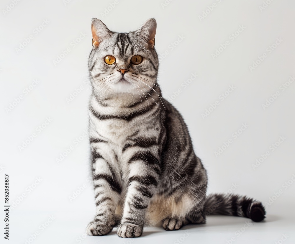 Beautiful short hair cat sitting on a white background Beautiful short hair cat sitting on a white background