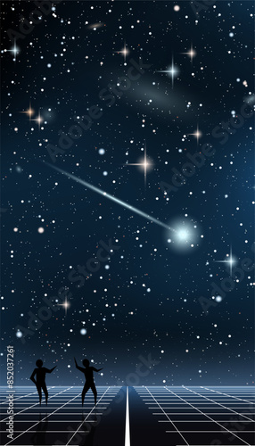 Smartphone vector wallpaper. Night sky vector background