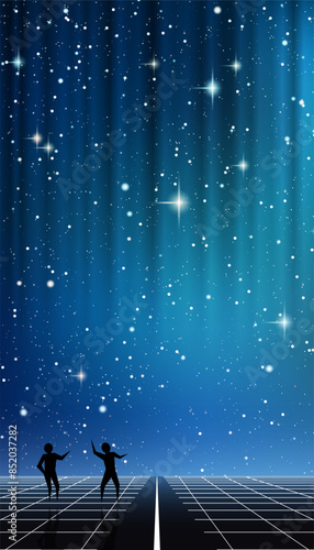Smartphone vector wallpaper. Night sky vector background

