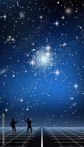Smartphone vector wallpaper. Night sky vector background