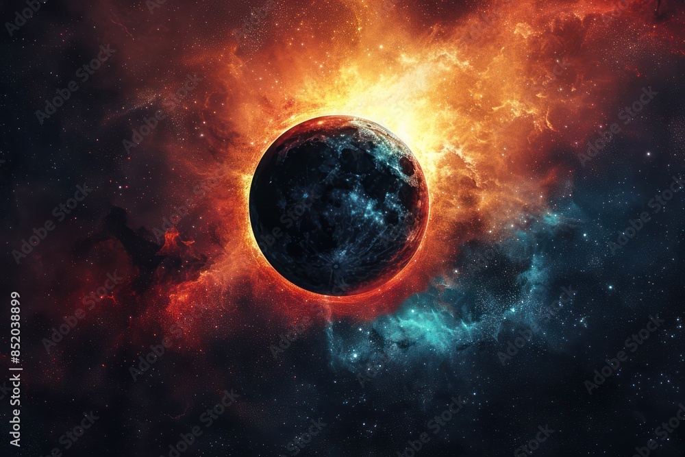 A Black Hole in a Nebula of Red and Blue Gas A Black Hole in a Nebula of Red and Blue Gas
