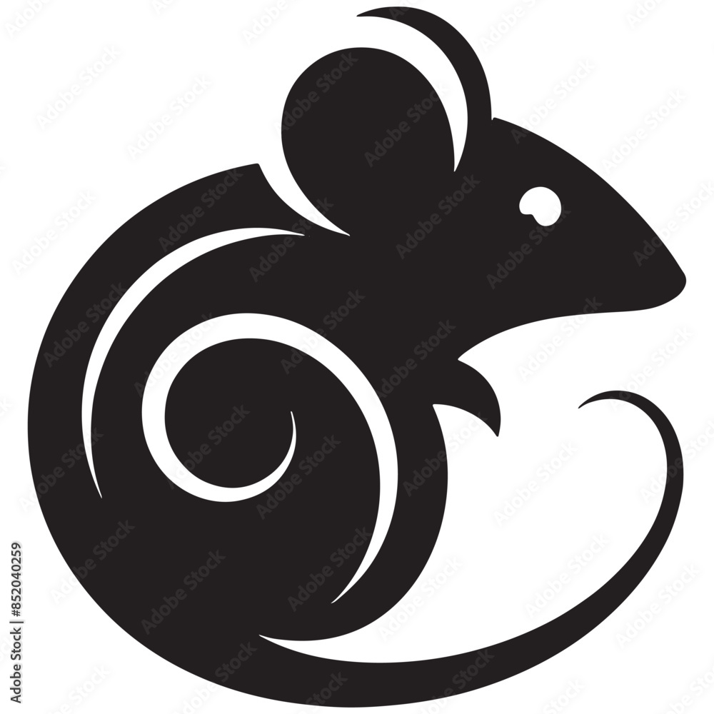 Mouse Silhouette Vector Illustration White Background Mouse Silhouette Vector Illustration White Background