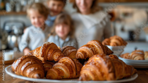 Group of People Around Plate of Croissants