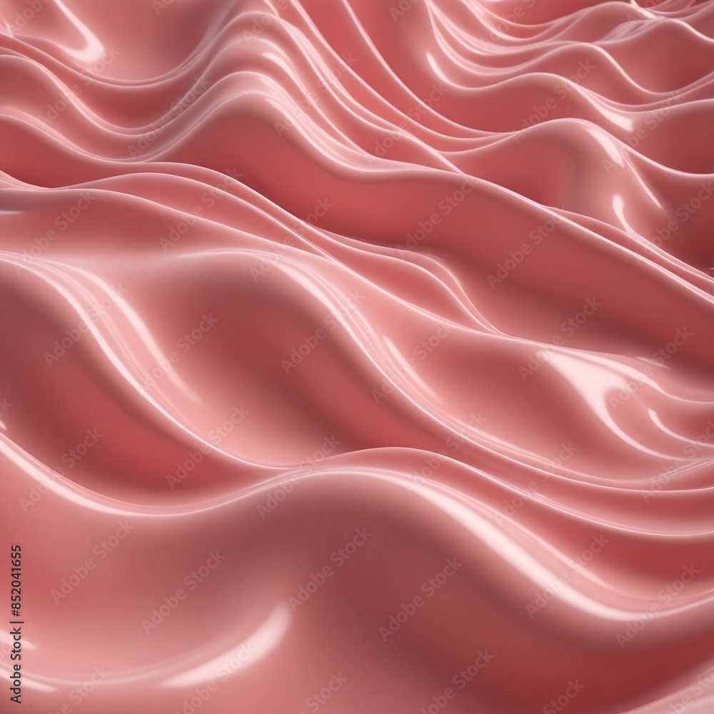 Fototapeta premium Pearlescent Waves Abstract Pink Liquid Flow 3D Render