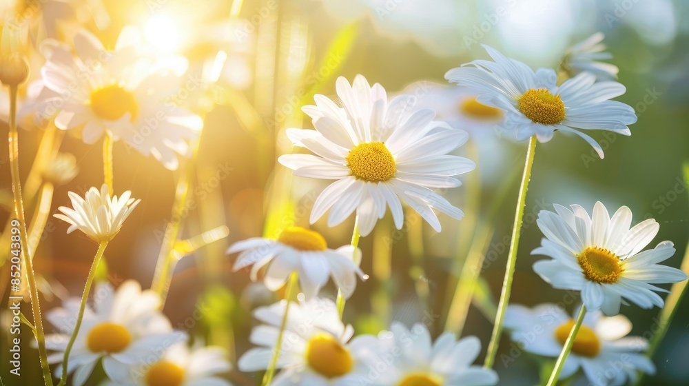 Wildflowers in white and yellow colors basking in the sunlight Wildflowers in white and yellow colors basking in the sunlight