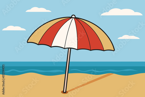 cartoon seaside umbrella vector illustration