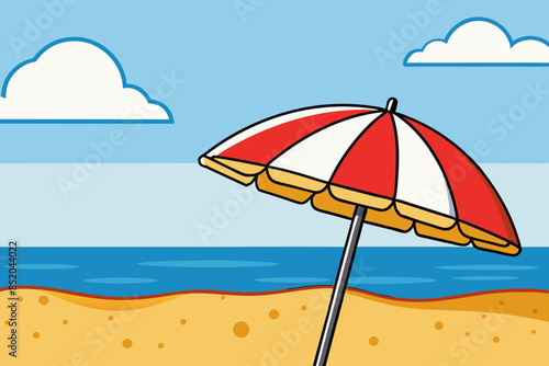 cartoon seaside umbrella vector illustration