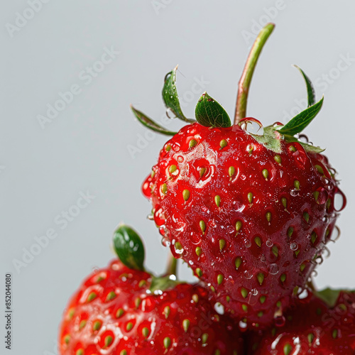 Wallpaper Mural Strawberries with water droplets close-up, isolated on a white background. Illustration for advertising healthy food, fruit desserts, environmentally friendly products Torontodigital.ca