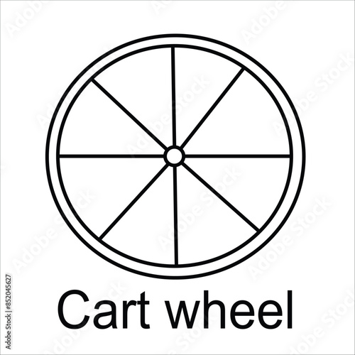 Old wheel cart vector illustration  set  isolated on white background 