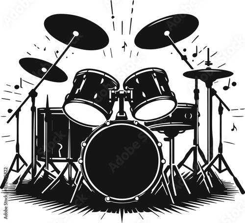 Premium Drum Set Silhouette Vector Designs