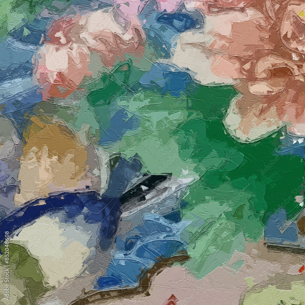 Naklejka premium Oil paintings and various flowers, roses, peonies, goldfish, chrysanthemums, and birds are beautiful