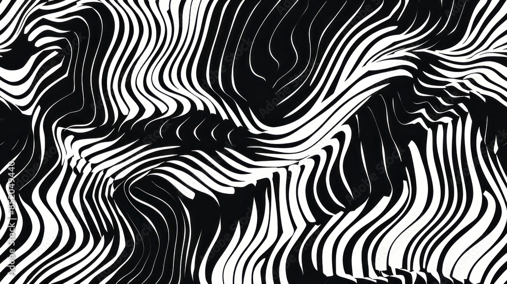 Illustration of a seamless pattern with black and white wavy lines Illustration of a seamless pattern with black and white wavy lines