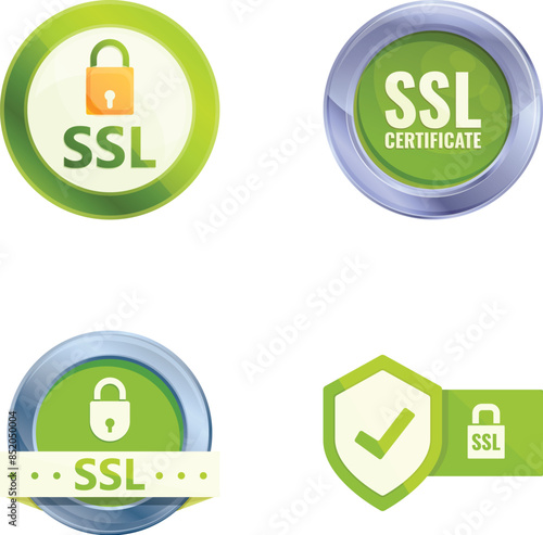 Ssl concept icons set cartoon vector. Secure sockets layer certificate. Secure online payment
