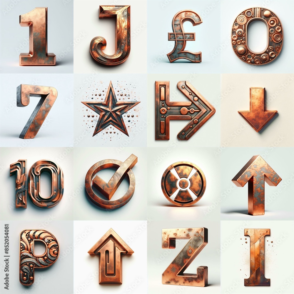 Naklejka premium Сopper corrosion Lettering Typeface. AI generated illustration