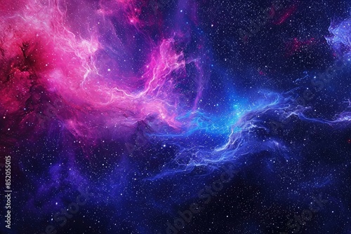 a space with a nebula in the background, Cosmic neon galaxy art © SaroStock