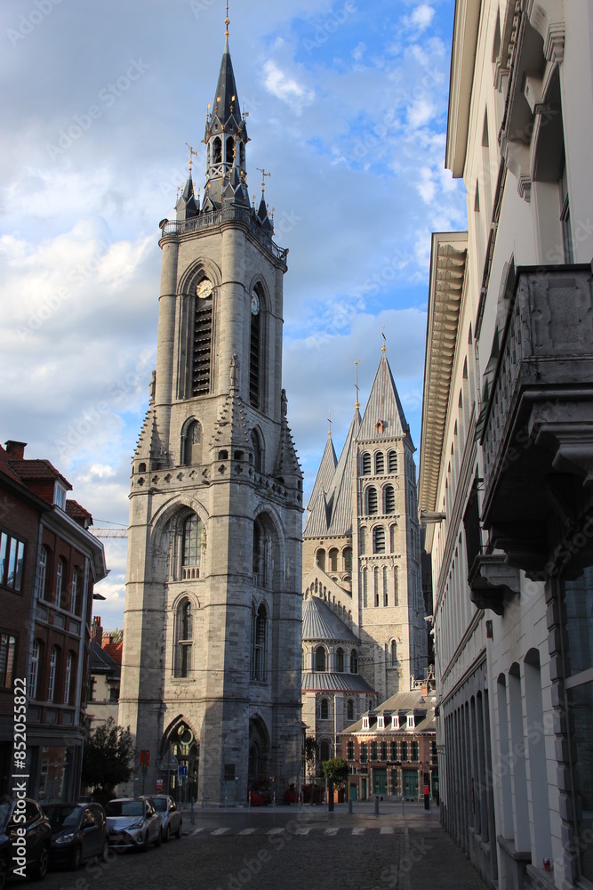 Fototapeta premium Cathédrale Notre-Dame et beffroi de Tournai, Belgique