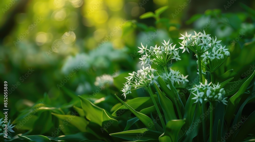Wild garlic flowers in the spring Wild garlic flowers in the spring