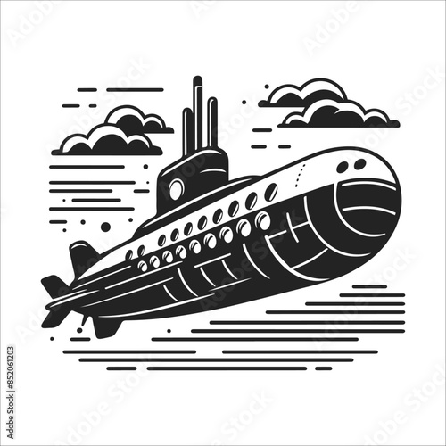 Mega submarine flat icon on a white background. vector illustration.