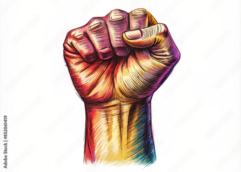 International Youth day Fist Hand Drawn Sketch Vector illustration International Youth day Fist Hand Drawn Sketch Vector illustration
