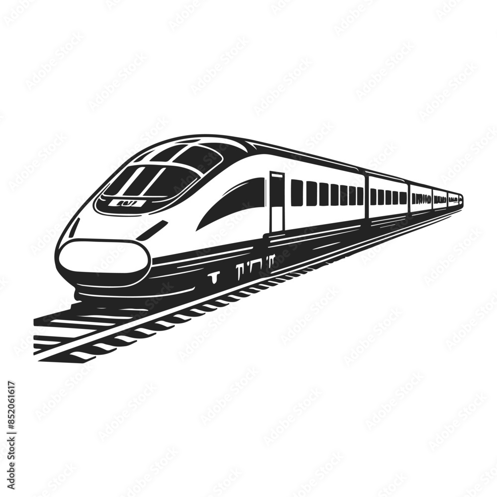 Naklejka premium Electric Train Railway Silhouette. High quality vector