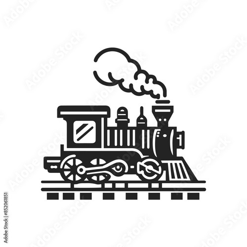 vector retro train logo flat icon on white background.