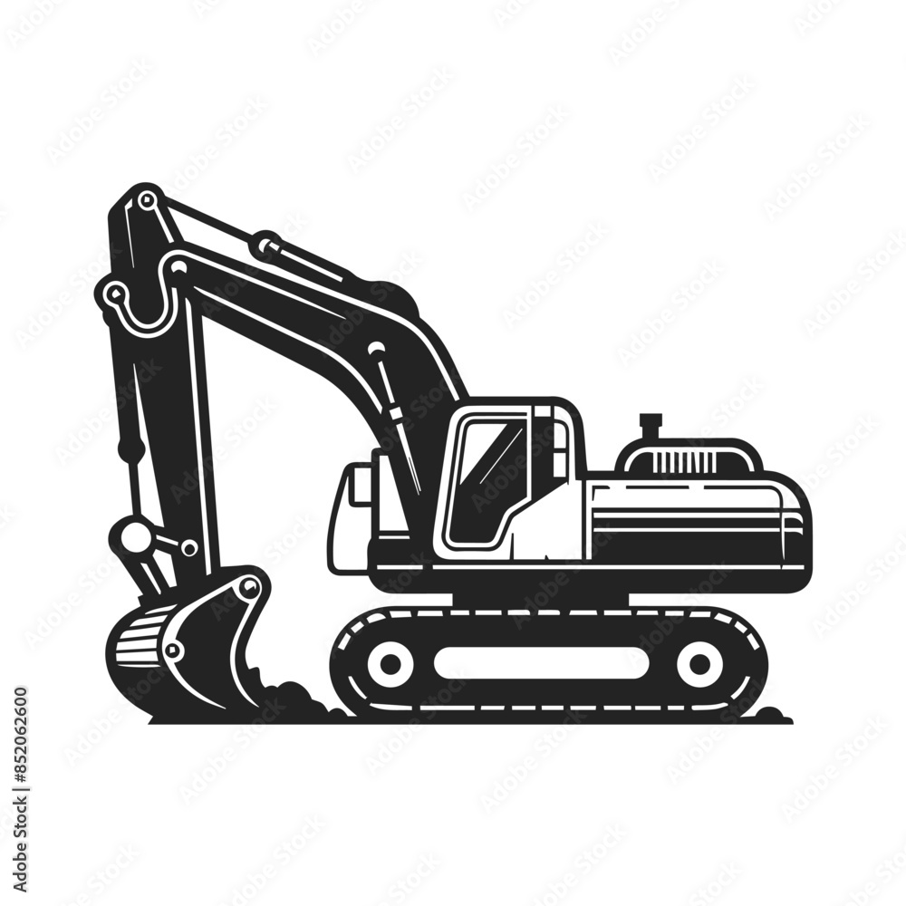 Excavator silhouette with transparent background, vector illustration suitable for laser cutting, cut, and craft projects Excavator silhouette with transparent background, vector illustration suitable for laser cutting, cut, and craft projects