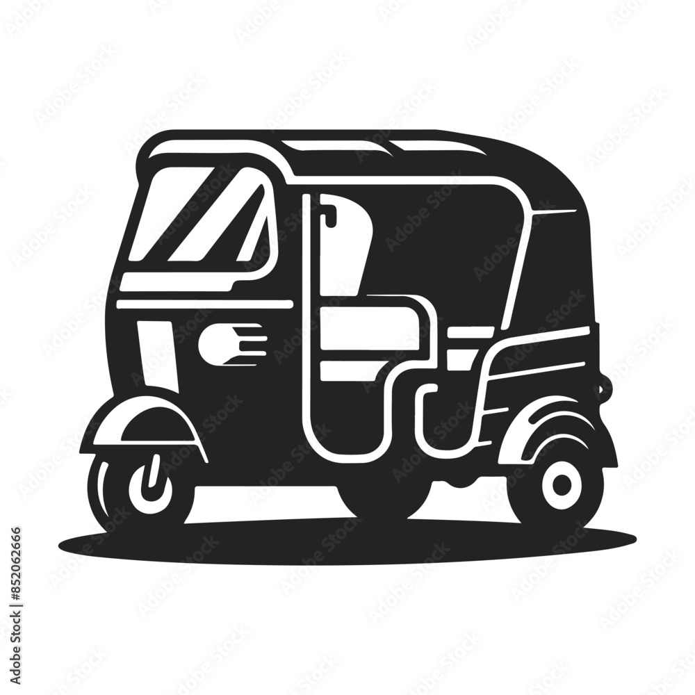 Auto rickshaw - icon, illustration on white background, glyph style. Vector Auto rickshaw - icon, illustration on white background, glyph style. Vector