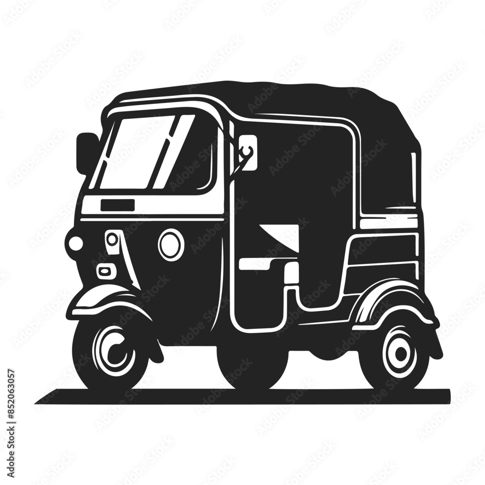 Simple illustration of auto rickshaw vector icon for web design isolated on white background Simple illustration of auto rickshaw vector icon for web design isolated on white background