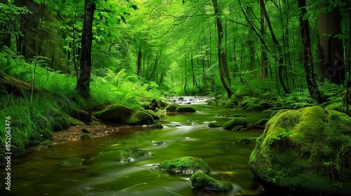 Nature backgrounds river bed in the forest